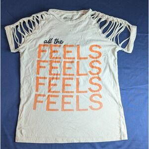 On Fire All The‎ Feels Butterflies Graphic Tee Medium Cut Out Sleeves